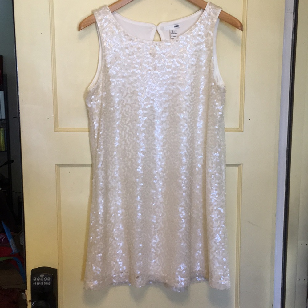 New H&M white/ivory sequin tunic or dress